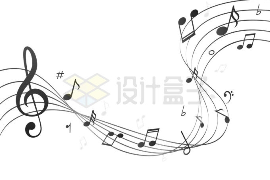 弯曲的五线谱音乐音符图案1416116矢量图片免抠素材