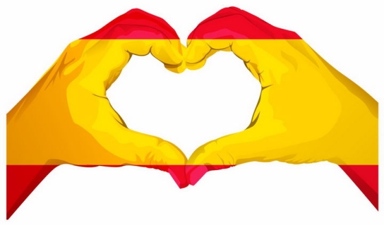 西班牙国旗颜色覆盖的双手比心手势png图片免抠eps矢量素材