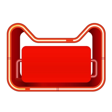 C4D风格红色镂空天猫猫头文本框标题框图片免抠矢量素材