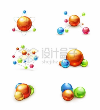 6款彩色原子电子模型核物理教学道具247278矢量图片免抠素材