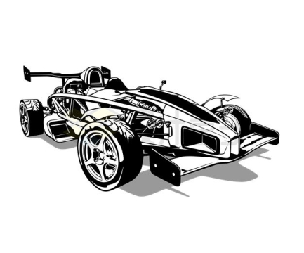 一辆黑白色的F1方程式赛车插画7078114矢量图片免抠素材