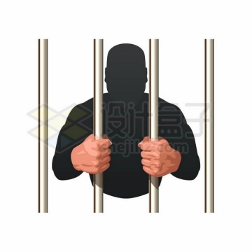 犯罪分子被关在监狱里两手抓着铁栏杆铁窗生涯7163893矢量图片免抠素材免费下载
