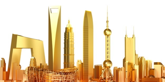 金色的央视大楼上海环球金融中心东方明珠鸟巢等北京上海地标建筑730555png免抠图片素材