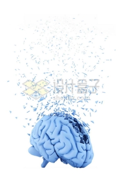 出现3D立体蓝色大脑和碎片8249544图片免抠素材