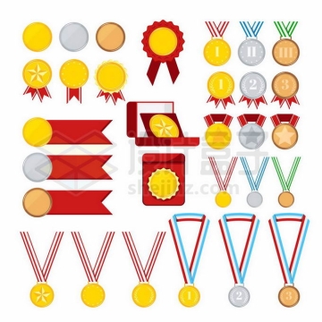 各种各样的奖牌奖章奥运会金牌银牌铜牌勋章1863003矢量图片免抠素材免费下载