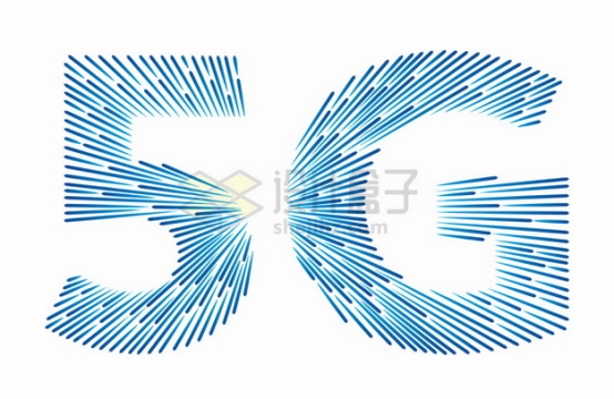 抽象蓝色光点组成的5G标志符号png图片素材
