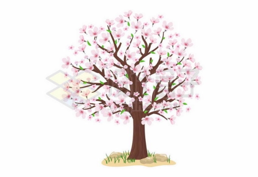 一棵开满粉色花朵的卡通桃花树9782985矢量图片免抠素材
