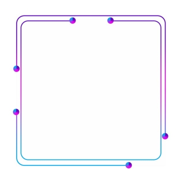 蓝色紫色双线条圆角方框270788PSD图片免抠素材