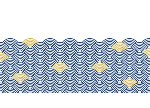 蓝色金色的中国风海浪波浪图案1496596免抠图片素材