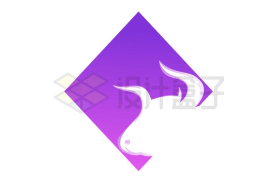 紫色渐变色菱形公牛牛头logo设计方案7737150矢量图片免抠素材