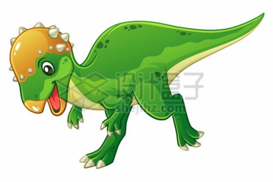 一只可爱的绿色卡通肿头龙厚头龙灭绝恐龙385394图片免抠矢量素材