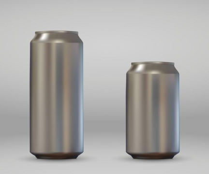 两个金属银色风格的易拉罐免抠矢量图片素材