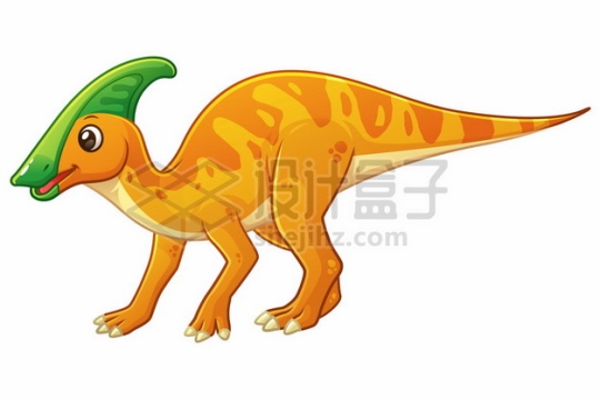 一只可爱的黄色卡通副栉龙灭绝恐龙961865图片免抠矢量素材