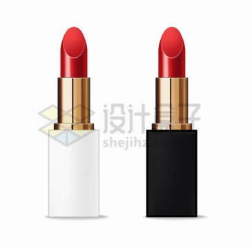  Two lipsticks, white and black packaging, beauty png pictures, matt free vector material