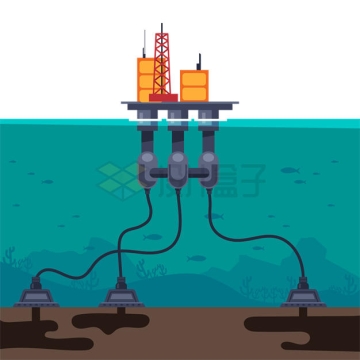 卡通风格海上钻井平台正在开采海底石油2205948矢量图片免抠素材
