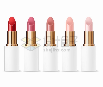  Five lipsticks and cosmetics with different color numbers png picture matt free vector material