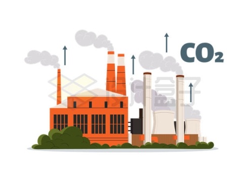 扁平化风格工厂正在排放二氧化碳7403062矢量图片免抠素材