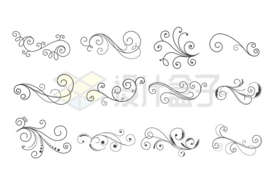 12款抽象线条组成的复杂花纹装饰图案3014662矢量图片免抠素材