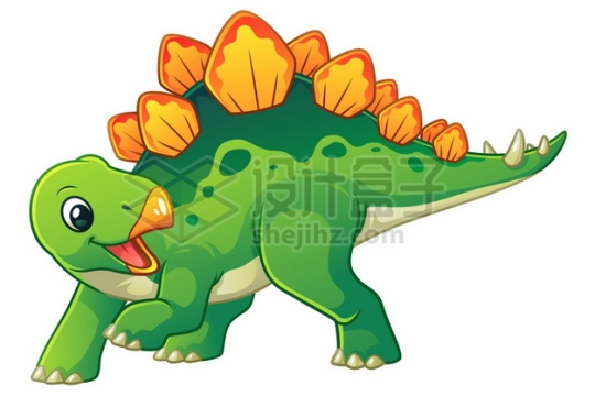 一只可爱的绿色卡通剑龙灭绝恐龙457672图片免抠矢量素材