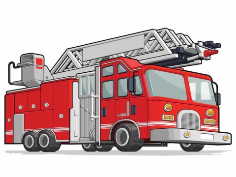 红色的消防车云梯车png图片免抠矢量素材