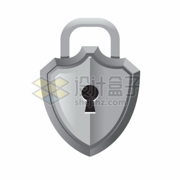 灰色盾牌形状的挂锁png图片素材