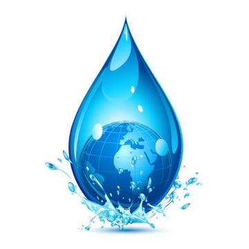 一滴水蓝色水滴中的地球保护地球水资源节约用水插画4831071png免抠图片素材