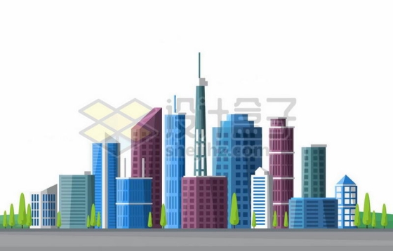 彩色城市建筑高楼大厦城市天际线4001423矢量图片免抠素材