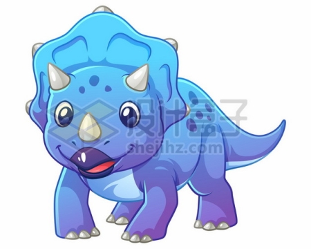 一只可爱的蓝色卡通三角龙灭绝恐龙557686图片免抠矢量素材