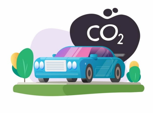 卡通小汽车排放二氧化碳CO2尾气3533617矢量图片免抠素材