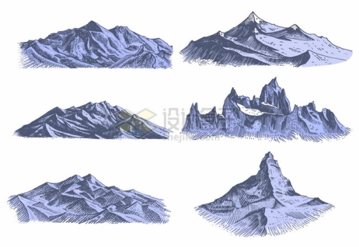  6 hand drawn illustrations of mountains and mountains 557386png picture materials