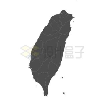 深灰色的台湾省行政区划地图6240579矢量图片免抠素材