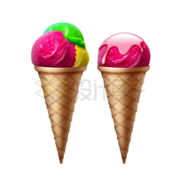 2款混合口味的冰淇淋冰激凌球蛋筒甜筒美味冷饮2748680矢量图片免抠素材