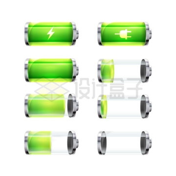 8款半透明绿色液体效果玻璃电池电量1097782矢量图片免抠素材