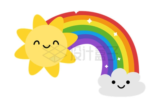 可爱的卡通太阳和彩虹图案6904096矢量图片免抠素材
