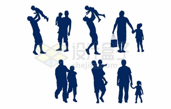 各种爸爸抱着儿子女儿孩子温馨亲子剪影3749011向量图片素材