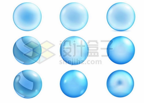 9款蓝色的气泡水泡圆球玻璃球水晶球8653759矢量图片免抠素材免费下载