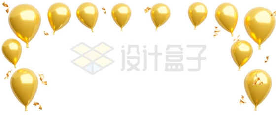 金色气球和丝带装饰效果3650786PSD免抠图片素材