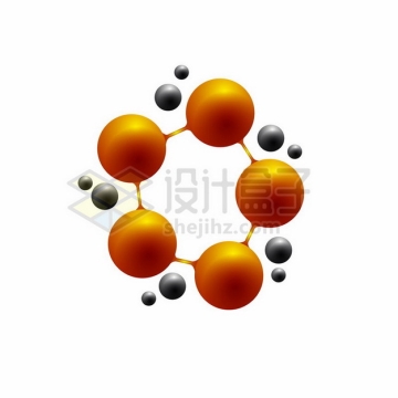 橙色小球连接在一起和黑色小球392712png图片素材