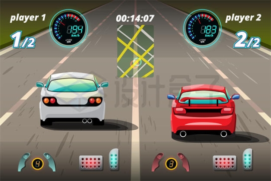 直线加速赛车游戏操作界面设计4366362矢量图片免抠素材