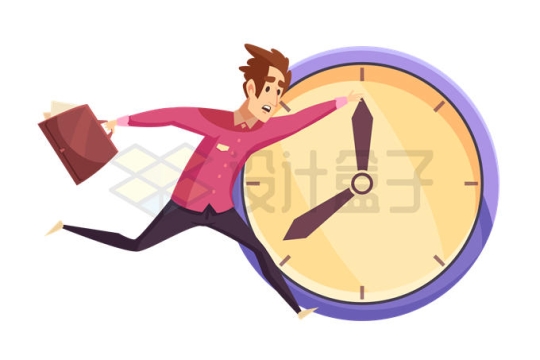 卡通商务人士正在追赶时钟象征了时间紧急来不及了1083644矢量图片免抠素材