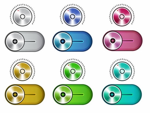  6 kinds of color metallic effect sliding switch button png picture matt free vector material