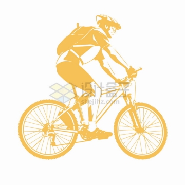黄色骑自行车的年轻人插画png图片素材