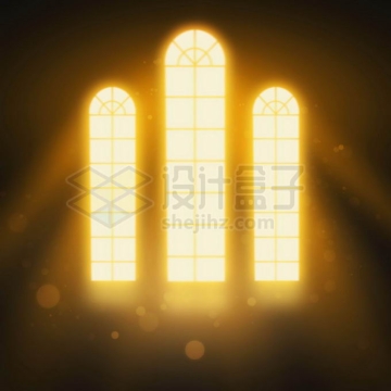 黄色教堂窗户阳光照射效果5070386免抠图片素材
