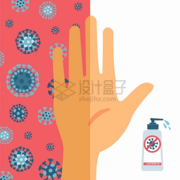 用洗手液洗手后和未洗手新型冠状病毒对比png图片免抠矢量素材