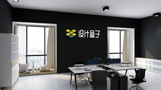 写字楼办公室黑色墙面上的公司logo文字显示样机6205621免抠图片素材