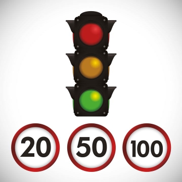 限速标志和红绿灯交通安全png图片免抠素材