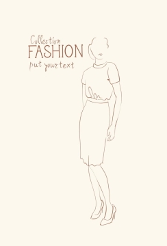 简约线条风格时尚修身包臀裙职业女性女装时装设计草图图片免抠矢量素材