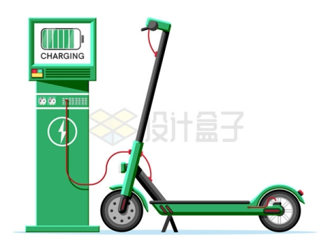 绿色电动滑板车正在充电中6593445矢量图片免抠素材