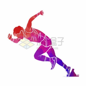 跑步起跑姿势彩色涂鸦809652png免抠图片素材
