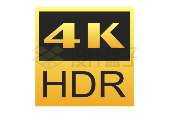 金色4K分辨率高清视频HDR显示技术标志7998749矢量图片免抠素材